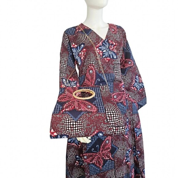 ANKARA WRAPPED MAXI DRESS WITH POCKETBOOK - Picture 2 of 3